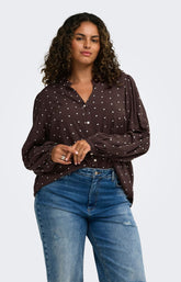 Only Carmakoma Raya L/S Shirt in Brown Dot 