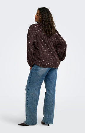 Only Carmakoma Raya L/S Shirt in Brown Dot 