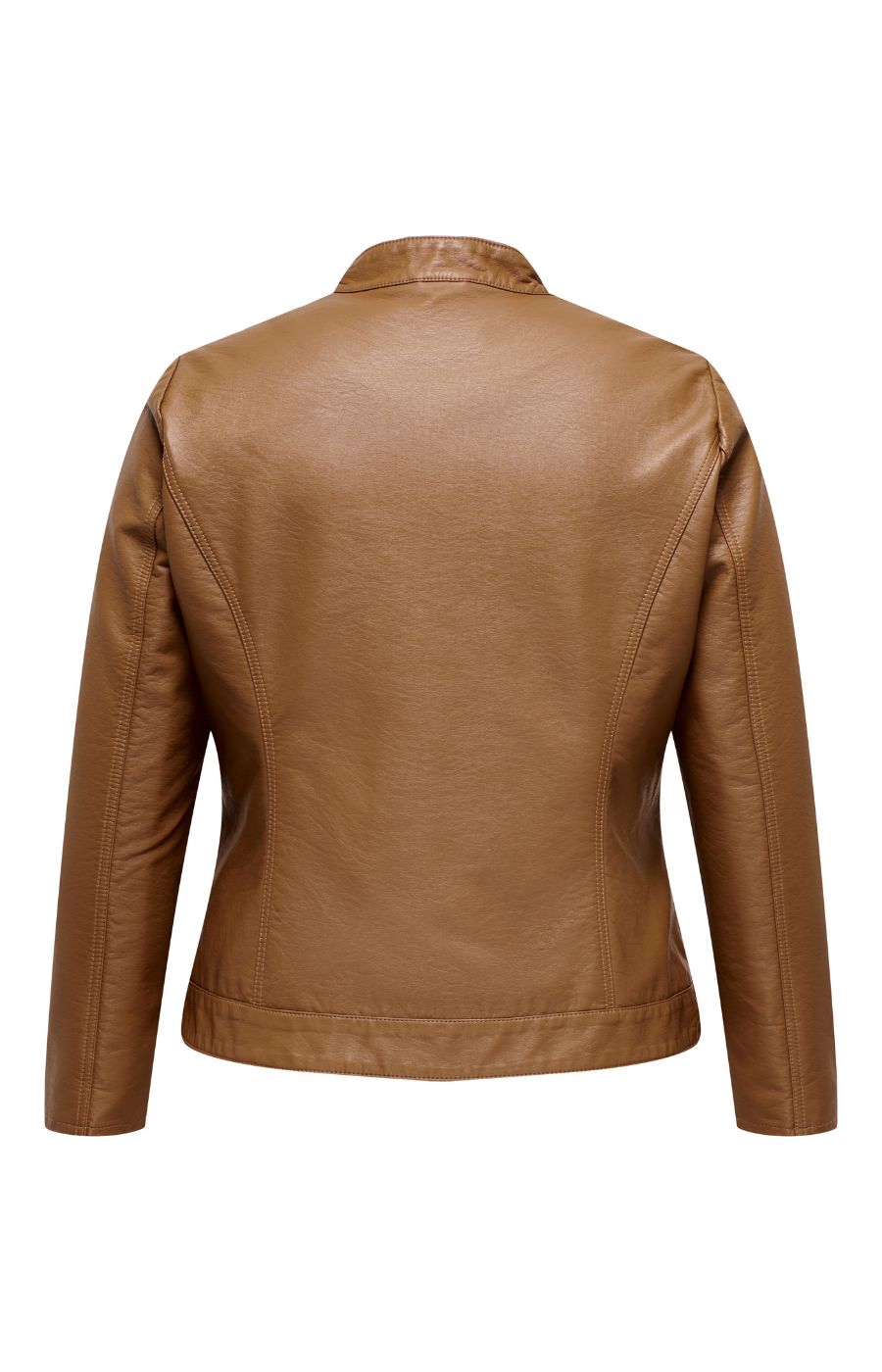 Only Carmakoma Robber Faux Leather Jacket in Cognac