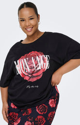 Only Carmakoma Rose T-Shirt in Black