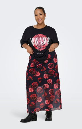 Only Carmakoma Rose T-Shirt in Black