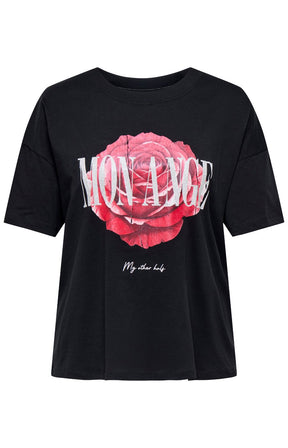 Only Carmakoma Rose T-Shirt in Black