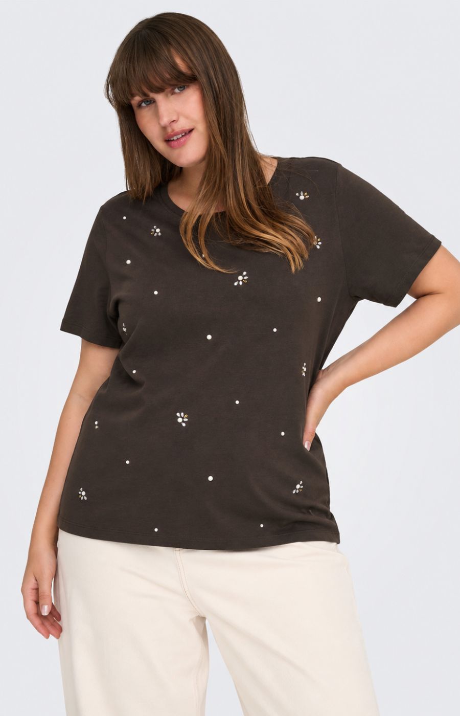 Only Carmakoma Ryder T-Shirt in Brown 