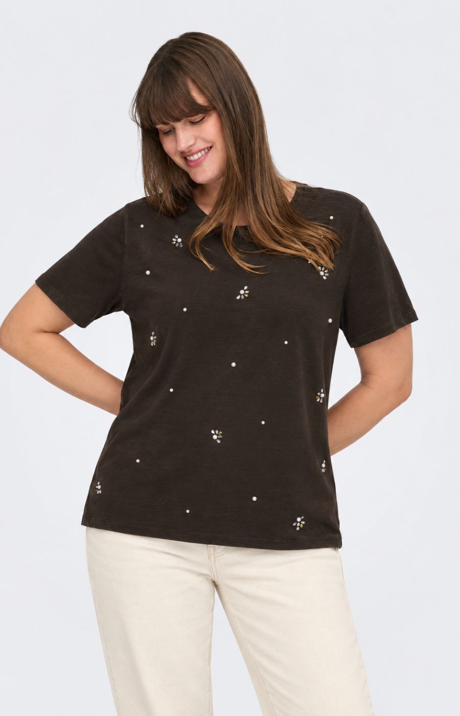 Only Carmakoma Ryder T-Shirt in Brown  