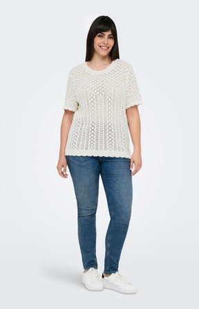 Only Carmakoma Saga Knit Top in Cream