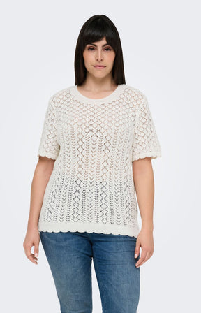 Only Carmakoma Saga Knit Top in Cream