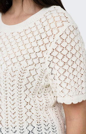Only Carmakoma Saga Knit Top in Cream