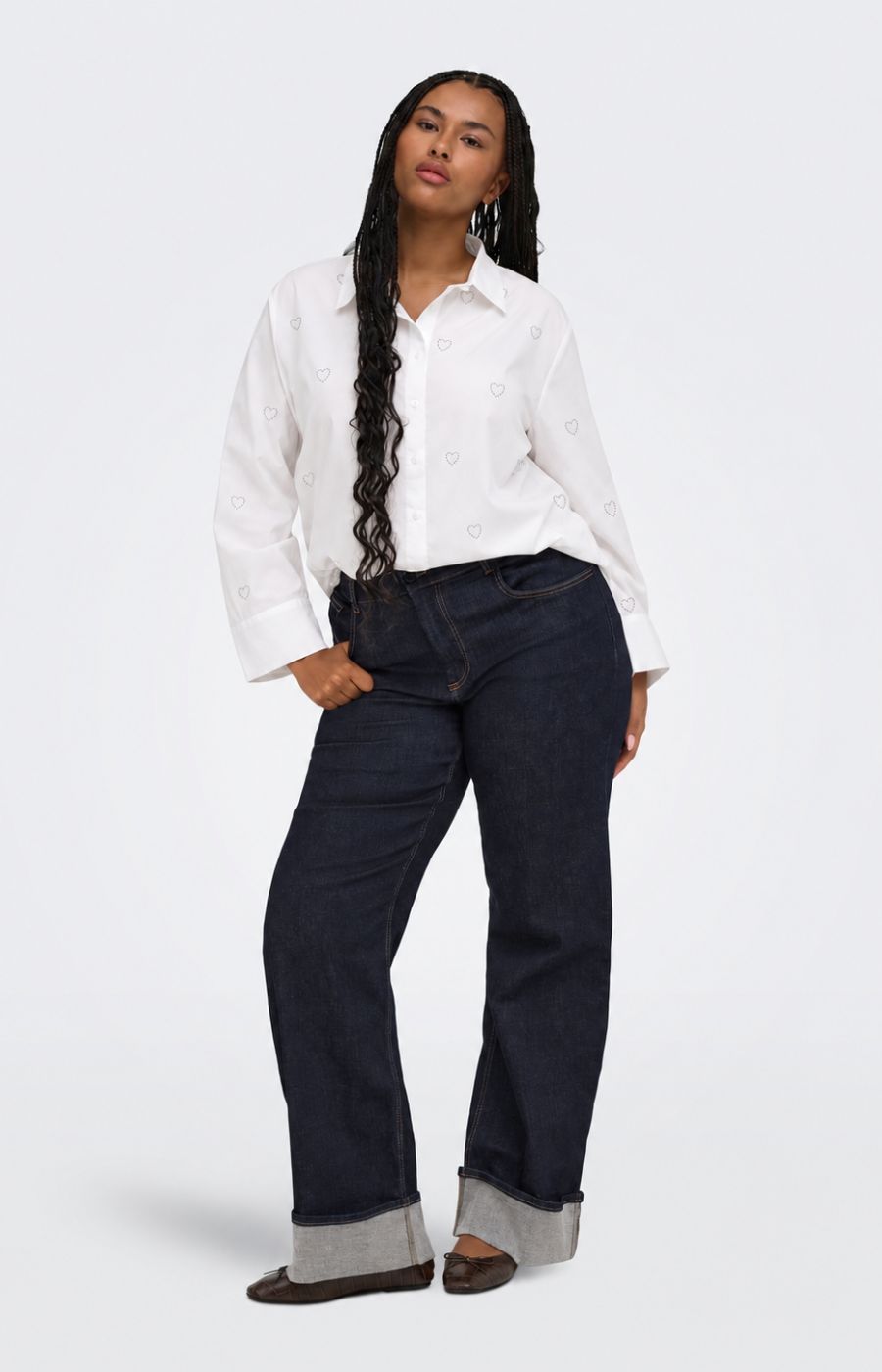 Only Carmakoma Sarah Heart Shirt in White 
