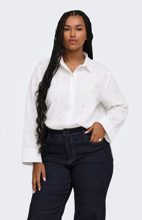 Only Carmakoma Sarah Heart Shirt in White 