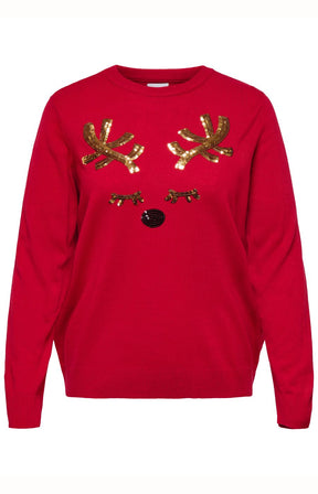 Only Carmakoma Shine X-Mas Reindeer Jumper in Red