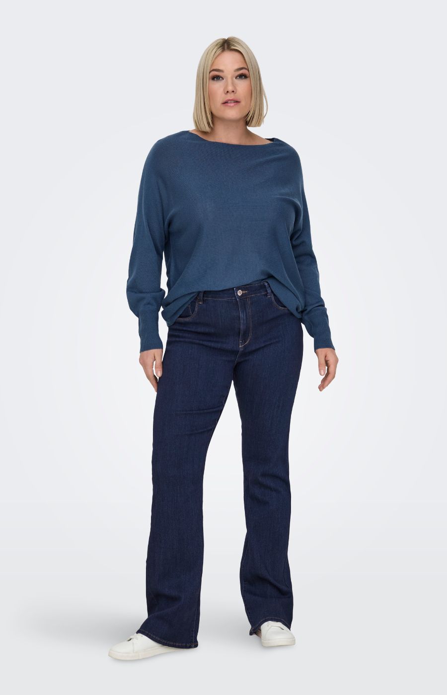 Only Carmakoma Thunder Flared Jeans in Dark Denim
