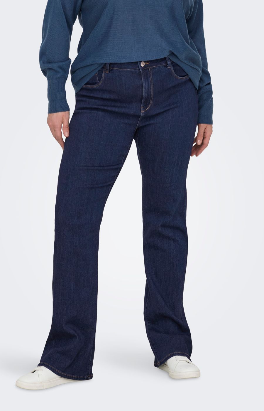 Only Carmakoma Thunder Flared Jeans in Dark Denim
