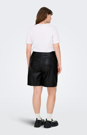 Only Carmakoma Tricia Leather Look Shorts in Black