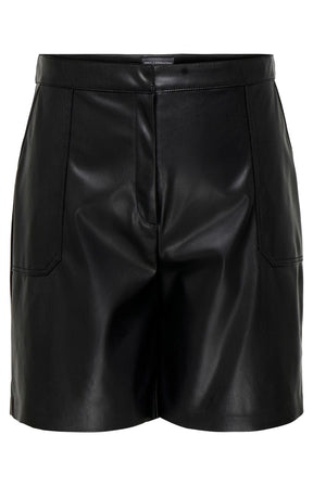 Only Carmakoma Tricia Leather Look Shorts in Black