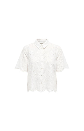 White lace shirt on a white background