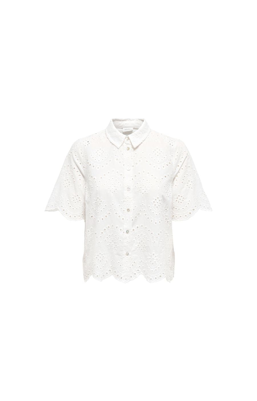White lace shirt on a white background