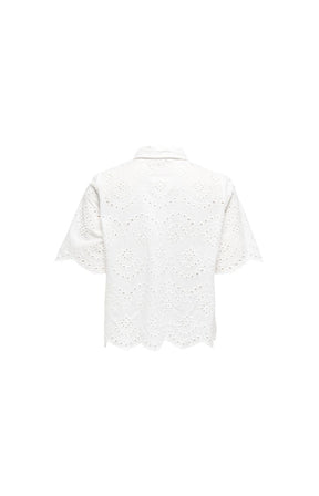 White lace top on a white background
