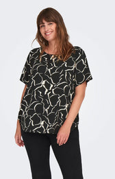 Only Carmakoma Vica Blouse in Abstract Black