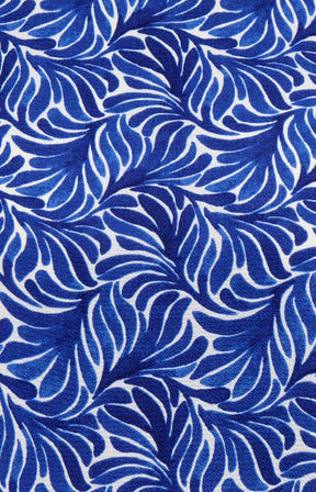 Blue and white leaf pattern fabric from Vica blouse in Blueprint 