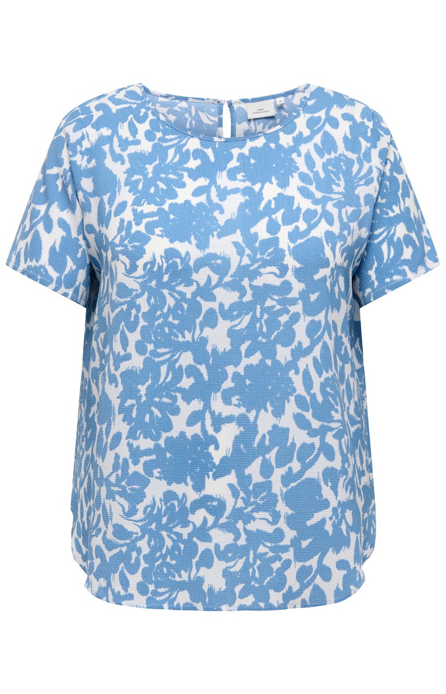 Blue and white floral patterned Vica blouse on a white background