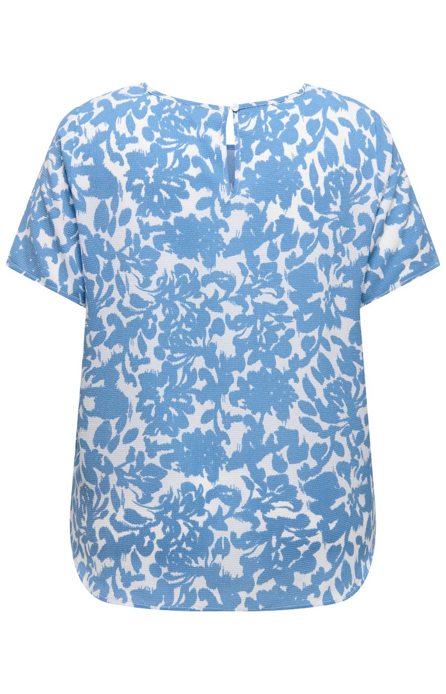 Blue and white floral patterned vica blouse on a white background