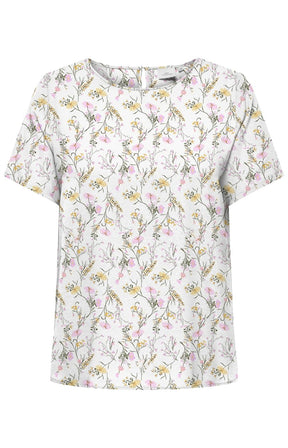 White, Floral patterned blouse on a white background