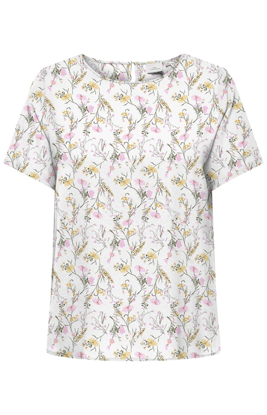 White, Floral patterned blouse on a white background