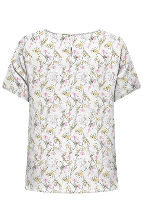 White, Floral patterned blouse on a white background