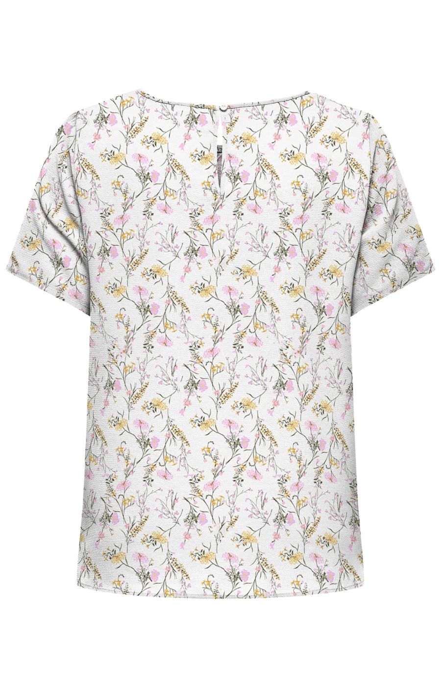 White, Floral patterned blouse on a white background