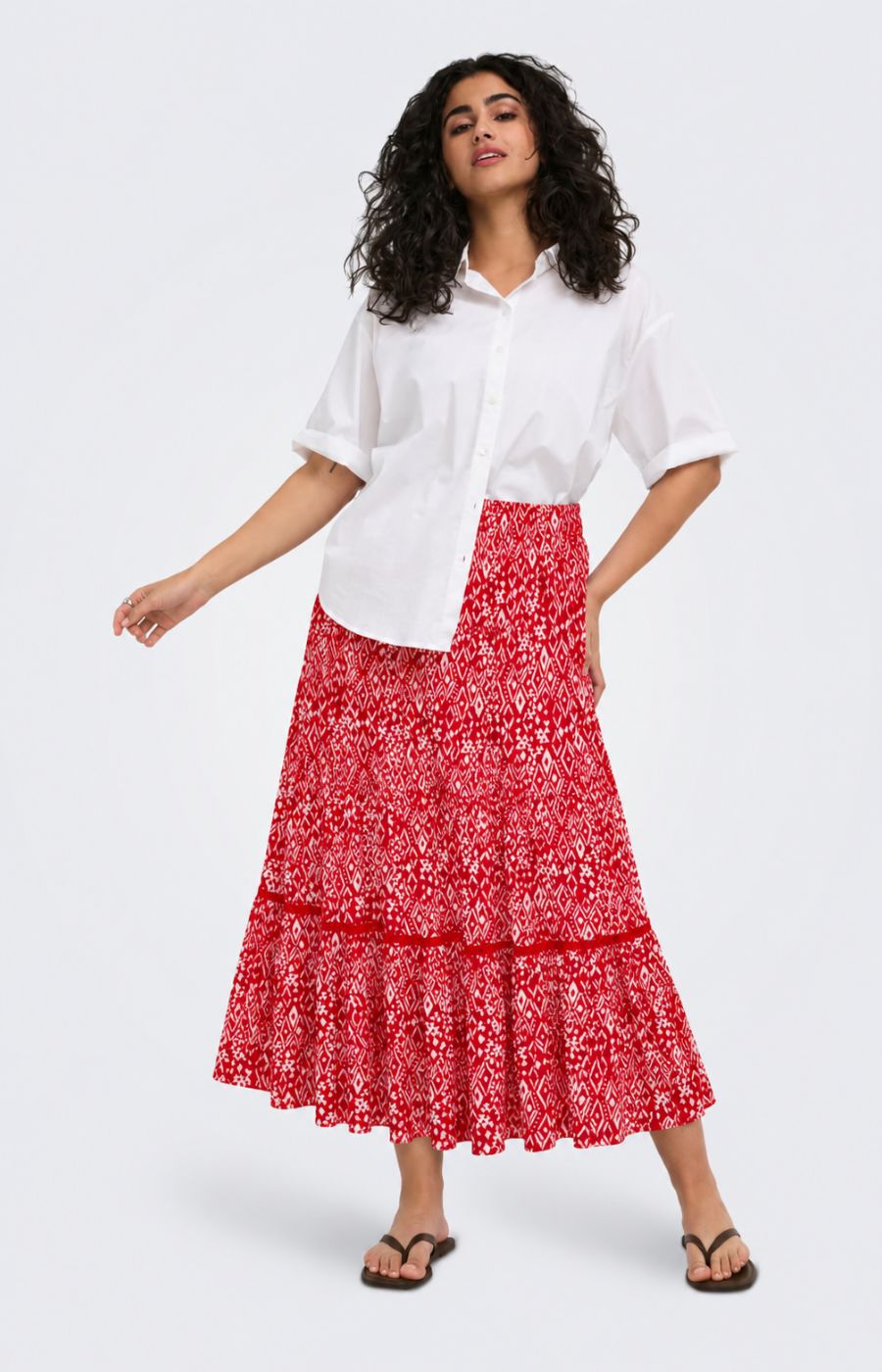 Only Carmakoma Viwi Skirt in Red 