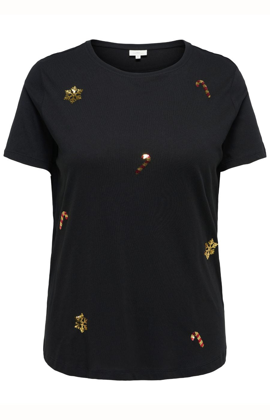 Only Carmakoma X-Mas Candy Cane T-Shirt in Black
