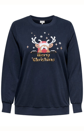 Only Carmakoma X-Mas Reindeer Sweater in Navy