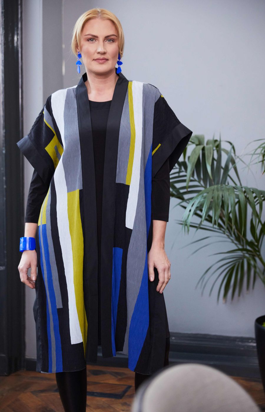Ora Black Dress with Overcoat