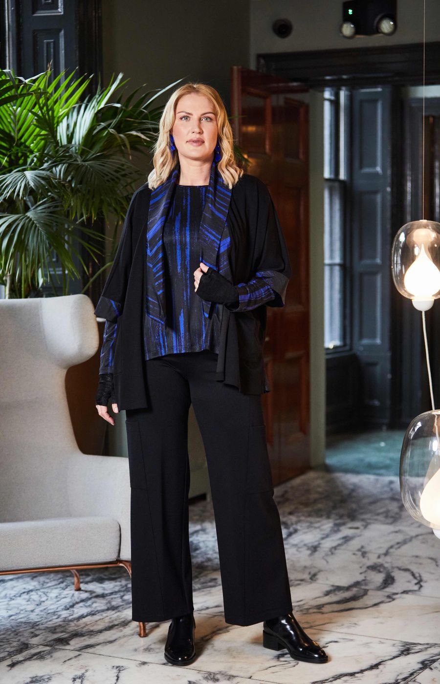 Ora Black Jacket with Blue Strikes