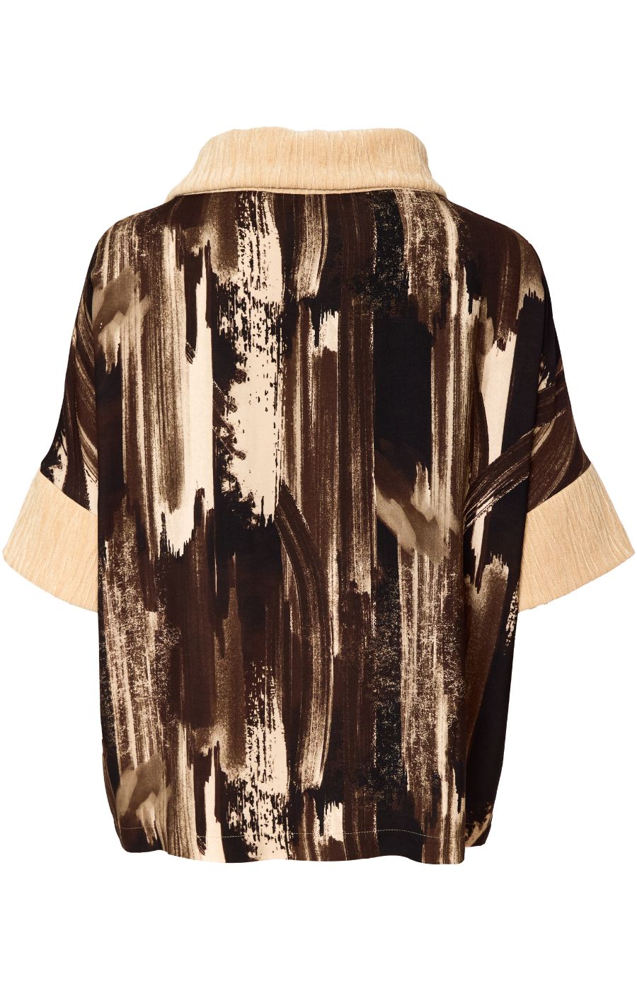 Ora Contrasting Collar Top in Brown 