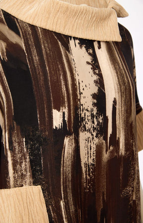 Ora Contrasting Collar Top in Brown 