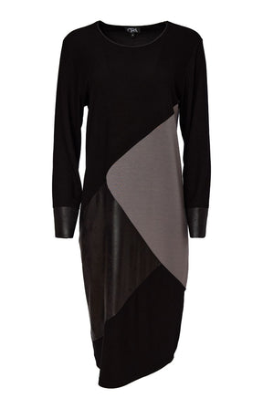 Ora Dress with Contrasting Panels in Black 