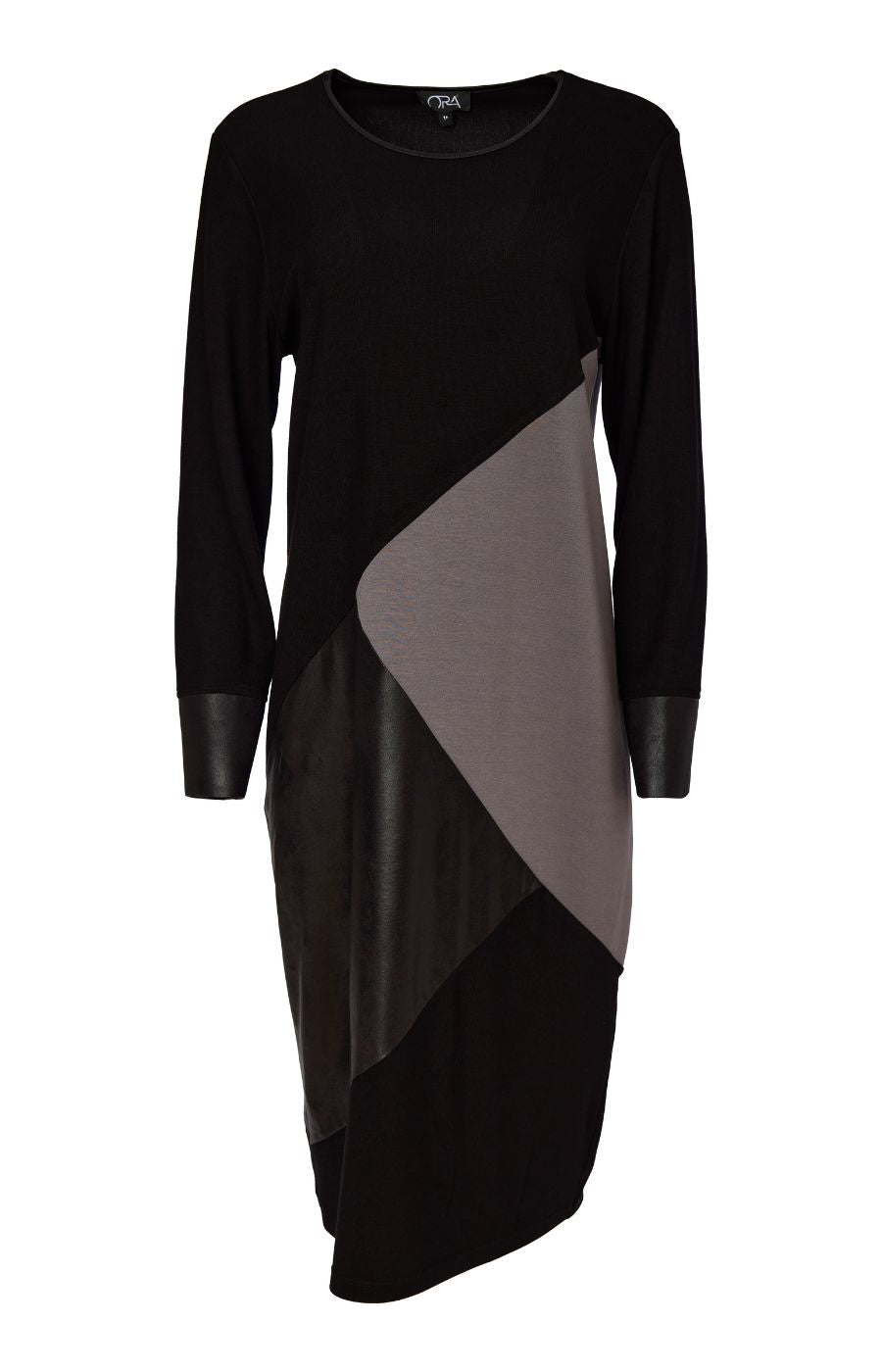 Ora Dress with Contrasting Panels in Black 