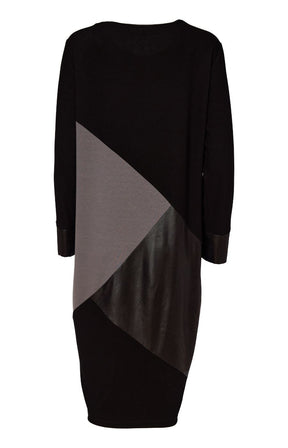 Ora Dress with Contrasting Panels in Black