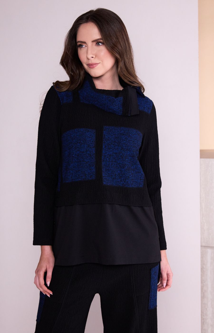 Ora Funnel Neck Top in Blue