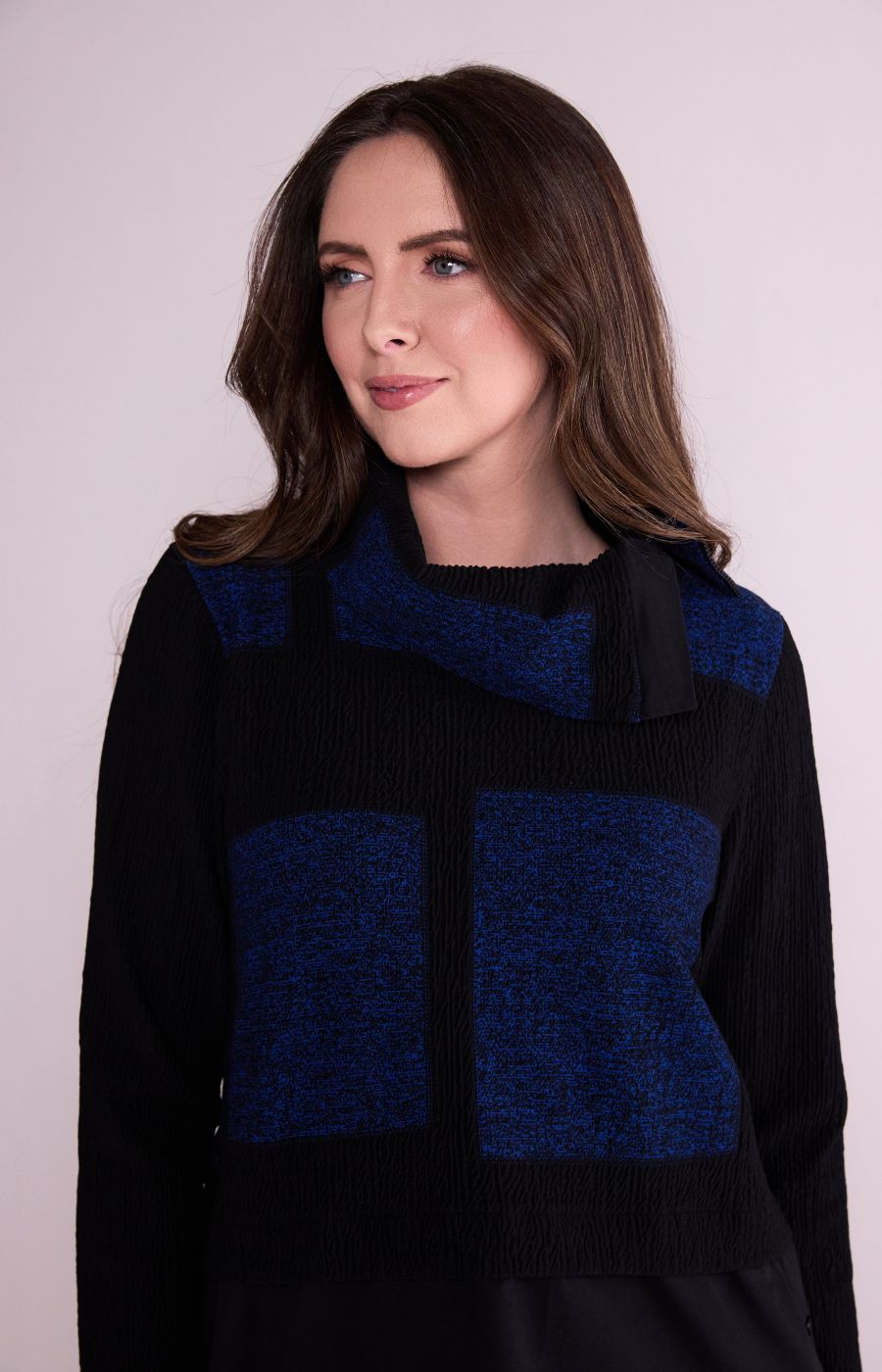 Ora Funnel Neck Top in Blue 