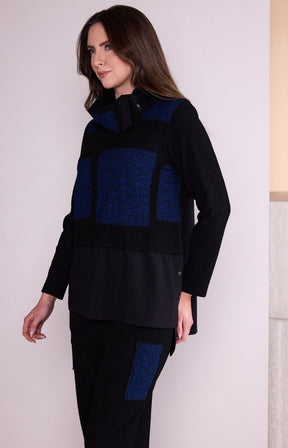 Ora Funnel Neck Top in Blue 