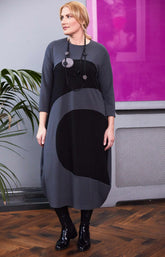 Ora Grey Dress with Black Accents
