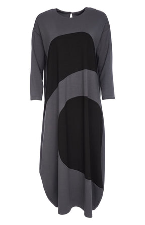 Ora Grey Dress with Black Accents