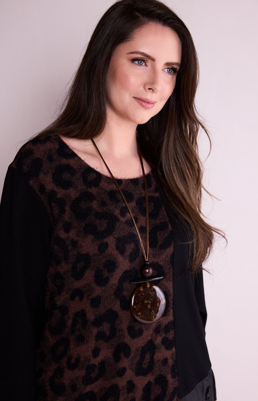 Ora Longline Top with Leopard Print 