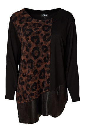 Ora Longline Top with Leopard Print 