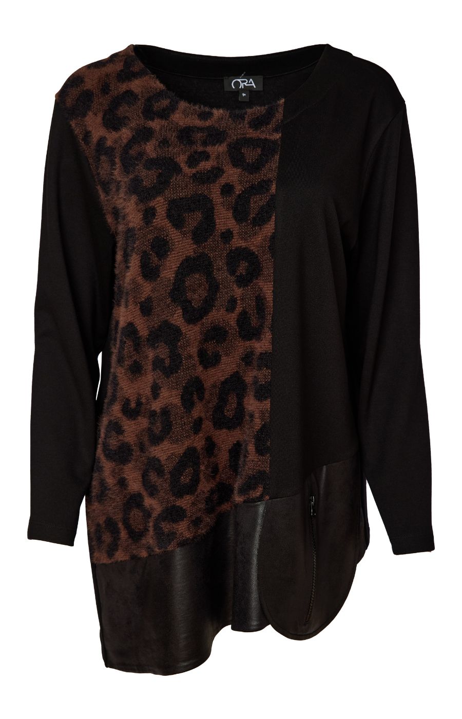 Ora Longline Top with Leopard Print 
