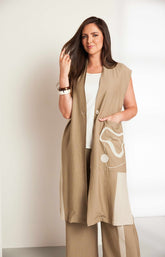 Ora Longline Waistcoat in Beige 