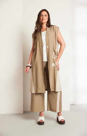 Ora Longline Waistcoat in Beige 