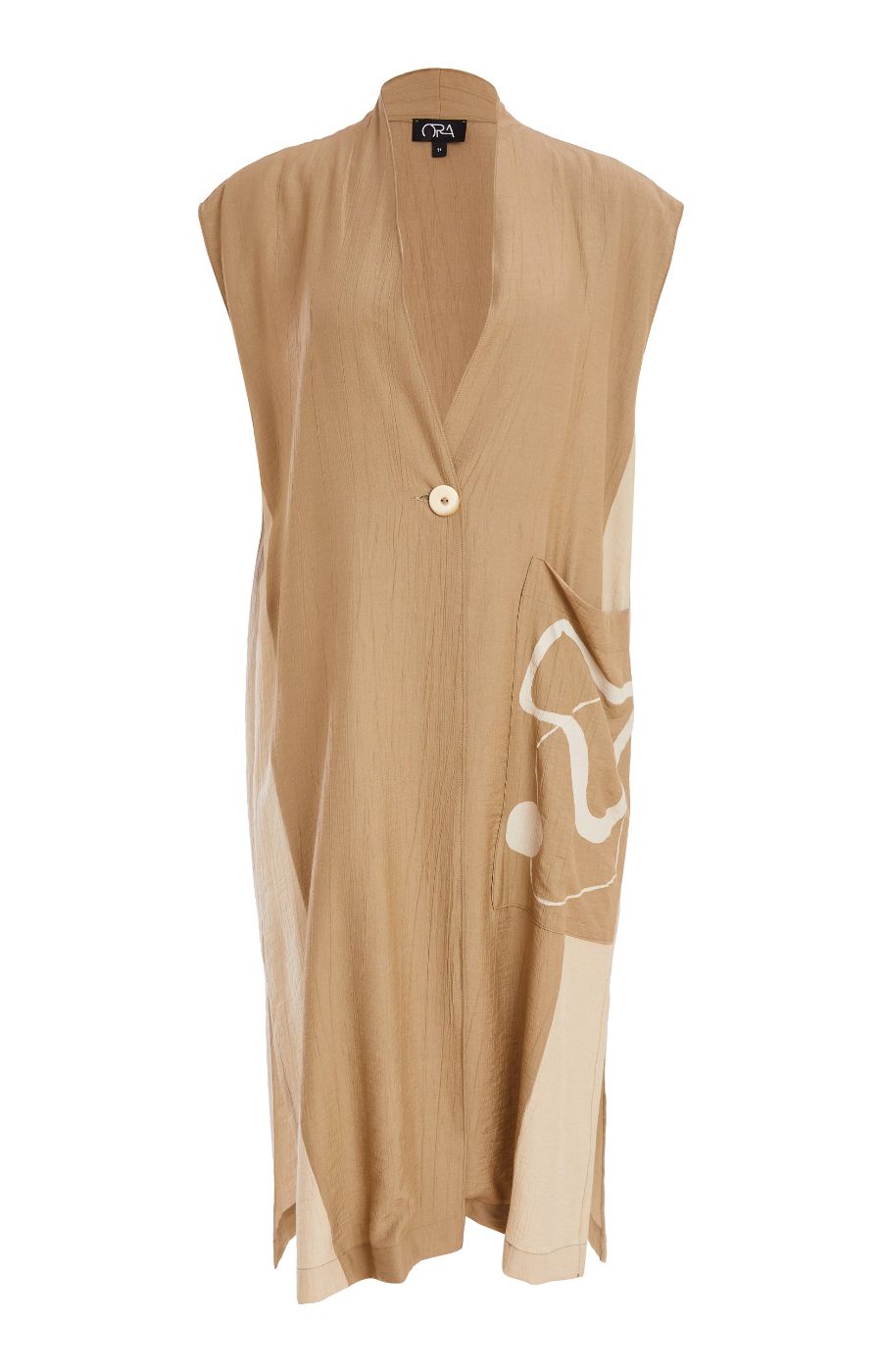 Ora Longline Waistcoat in Beige 